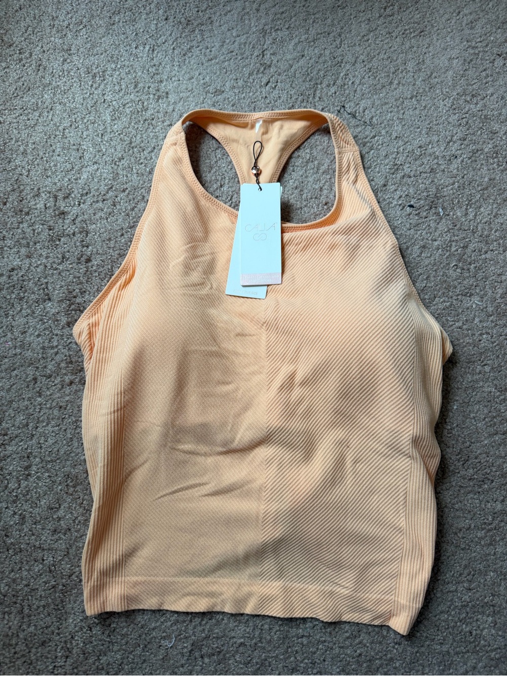 NWT CALIA Peach Ribbed Racerback Tank Top